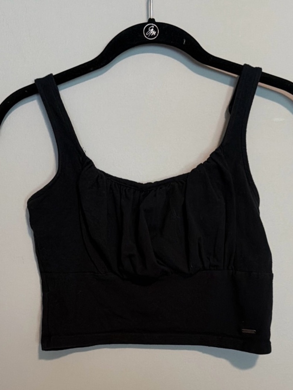 Hollister Black Crop Tank Top Ruched Sleeveless Size Medium